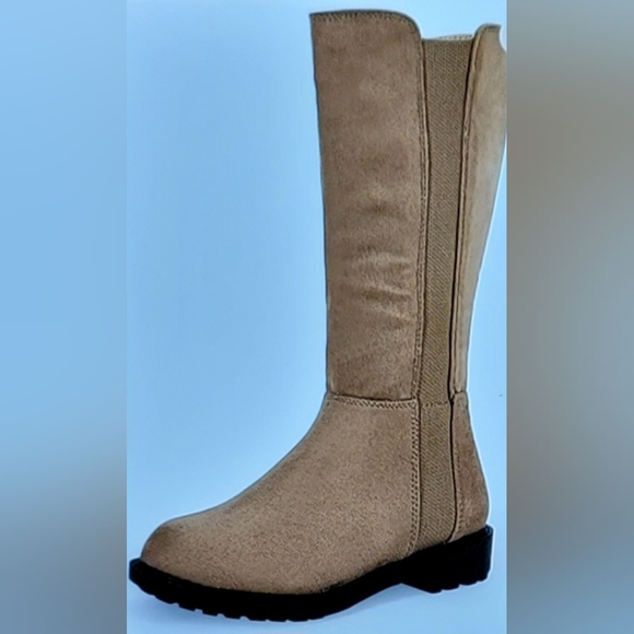 NIB FAUX SUEDE CHELSEA BOOTS CHUNKY LOW HEEL BACK ZIP RIDING BOOTS GIRLS… - Picture 6 of 16